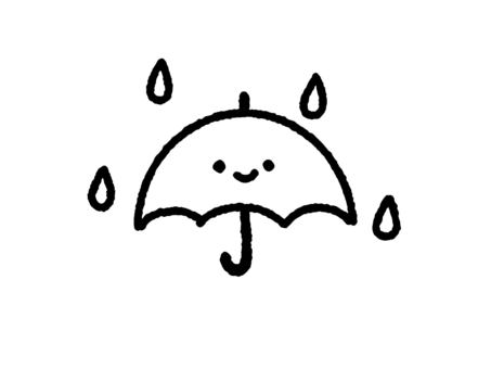 傘 傘,雨,天気,しずく,顔,アイコン,かわいい,手描きのイラスト素材