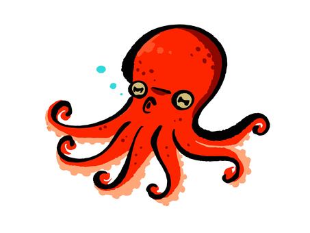 タコのイラスト タコ,生き物,海,デフォルメ,赤のイラスト素材