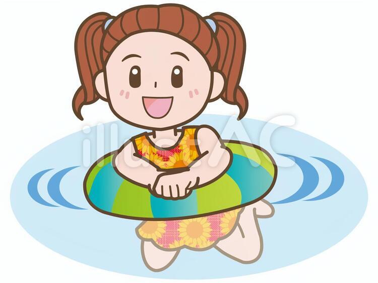 水泳A 水泳,泳ぐ,浮き輪のイラスト素材