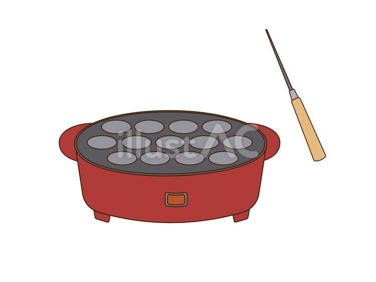 ゆる可愛いたこ焼き器 たこ焼き器,たこ焼き,パーティーのイラスト素材
