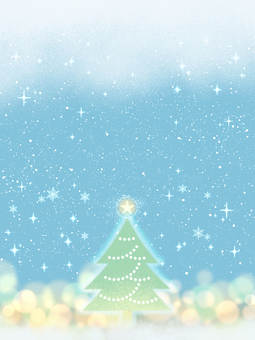 おとぎの森・ホワイトクリスマス【5】 クリスマス,クリスマスツリー,雪,聖夜,冬,12月,雪の結晶,キラキラ,メルヘン,かわいいのイラスト素材