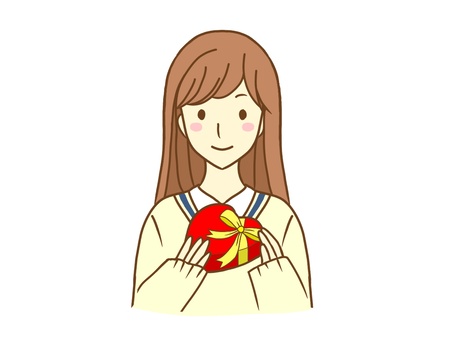 A girl with Valentine's chocolate, , JPG and PNG