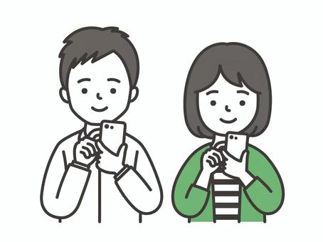 スマホを操作する人 スマホ,見る,女性,男性,スマートフォン,ネット,予約,主婦,sns,連絡のイラスト素材