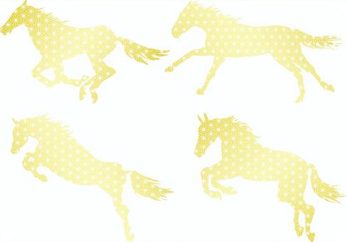 麻の葉模様 午 シルエット 午,午年,2026年,干支,麻の葉,和柄,伝統文様,日本,縁起物,動物のイラスト素材