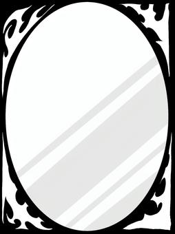 フレーム・鏡１ フレーム,鏡,トライバル,炎,黒のイラスト素材