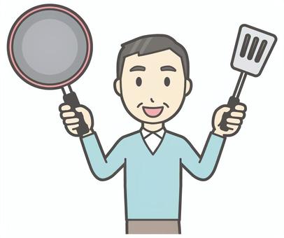 ニット中年男性-420-バスト  ニット中年男性-420-バスト フライパン,おじさん,男性,中年,お父さん,パパ,シニア,ミドルエイジ,人物,かわいいのイラスト素材