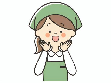 呼びかける女性店員 呼びかける女性店員 呼ぶ,声かけ,集客,応援,声援,お知らせ,注目,誘導,セール,店員のイラスト素材