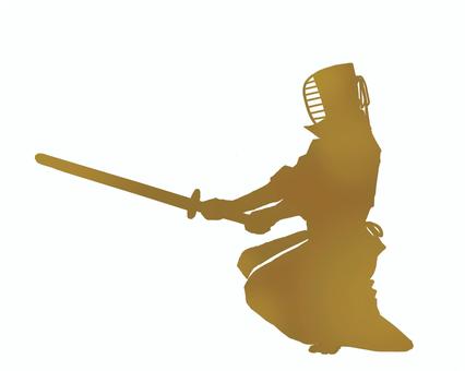 蹲踞(ゴールド) 蹲踞,ゴールド,金,剣道,剣士,剣道男子,稽古,試合,錬成試合,竹刀のイラスト素材