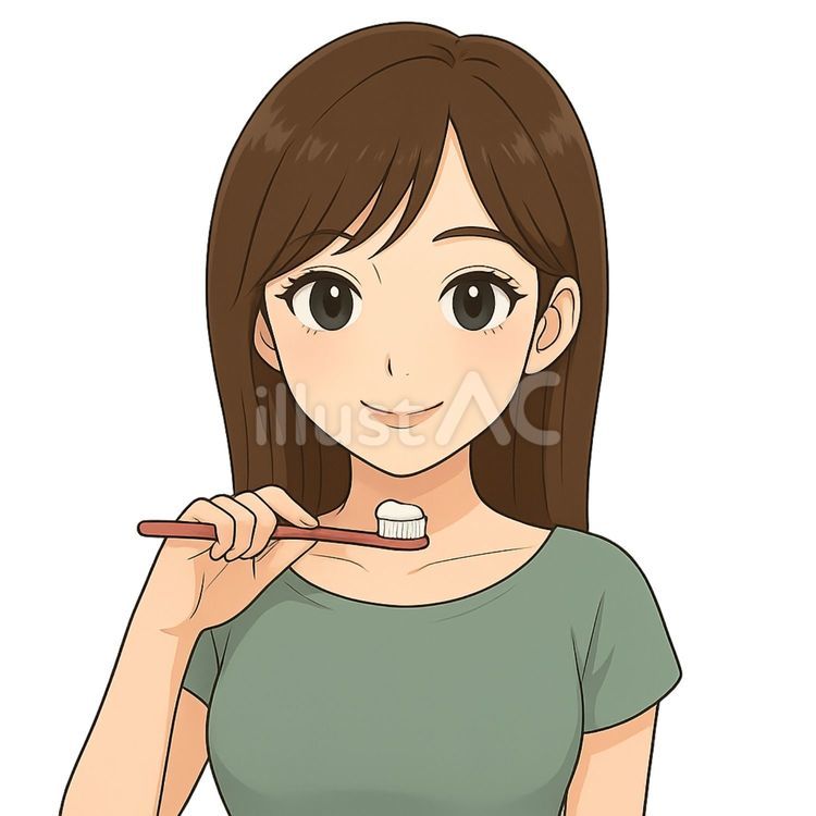 ハミガキしようとしている女性 ハミガキ,ケア,歯ブラシのイラスト素材
