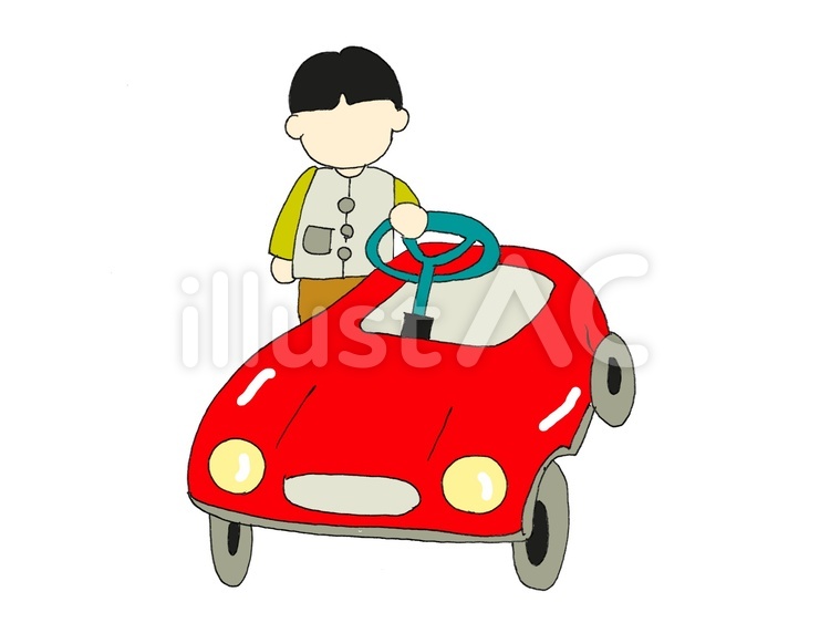 昭和子供の遊び　車 昭和,男の子,おもちゃの車のイラスト素材
