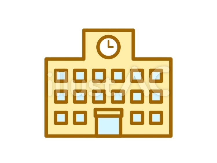 学校　黄 学校,校舎,建物のイラスト素材