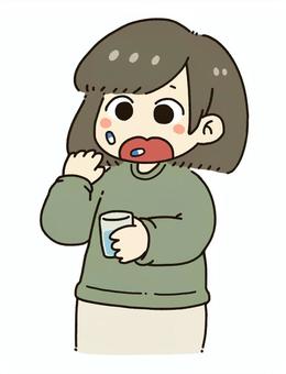 人:薬を飲む女性のイラスト