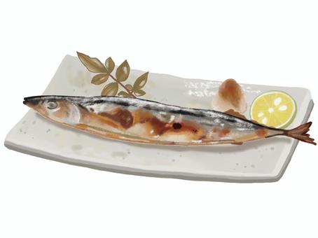 さんまの塩焼き253 秋刀魚,塩焼き,サンマ,焼サンマ,焼さんま,焼きさんま,焼きサンマ,焼き秋刀魚,焼き魚,焼魚のイラスト素材