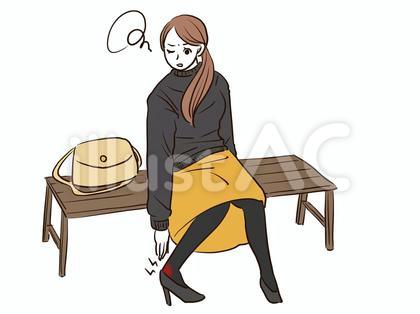 ヒールでかかとが靴擦れして痛い女性