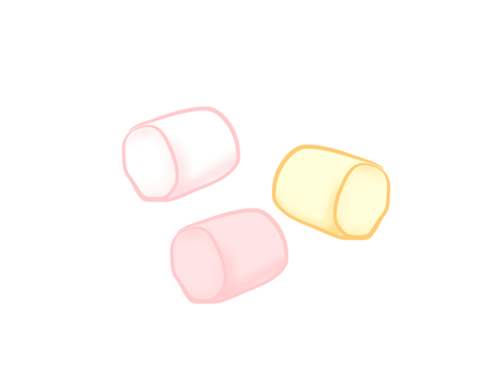 マシュマロたち マシュマロ,お菓子,食べ物,手描き,ふわふわのイラスト素材