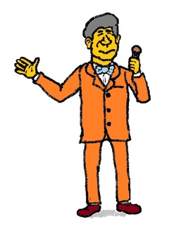 愉快な司会者 愉快な司会者 男性,司会,マイク,オレンジ,中年のイラスト素材