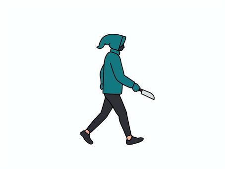 包丁を持った強盗 包丁,強盗,フード,シンプル,手袋,犯罪のイラスト素材