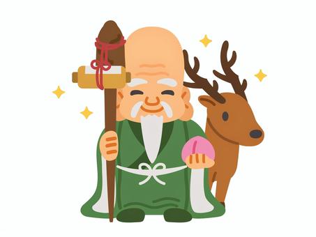 寿老人 寿老人,じゅろうじん,七福神,神様,人,福の神,縁起,福,幸運,開運のイラスト素材