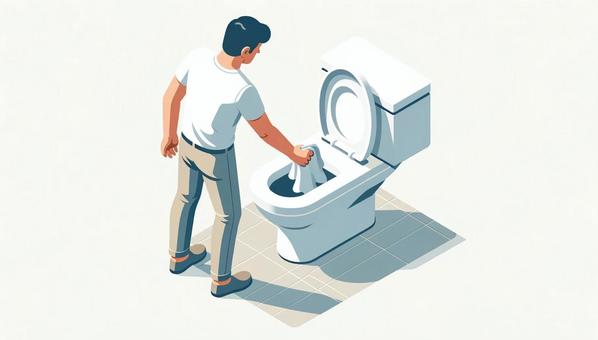 Illustration, cleaning up, toilet, clean up, 