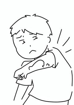 腕に内出血のある男性　線画 腕,怪我,トラブル,男性,線画のイラスト素材