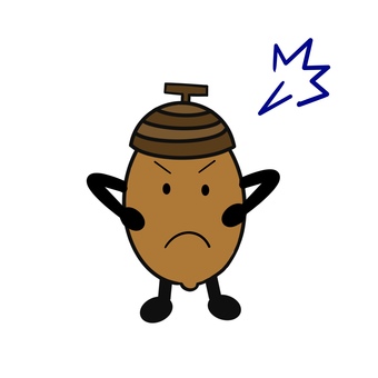 怒ってるぞ！のドングリくん　手描き どんぐり,秋,怒る,顔,かわいい,面白い,手描きのイラスト素材