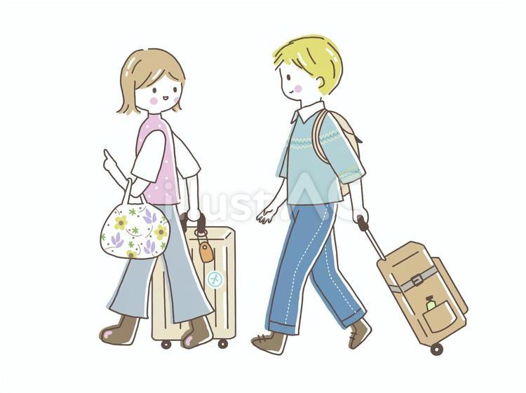 旅行に行く男女 旅行,観光,買い物のイラスト素材