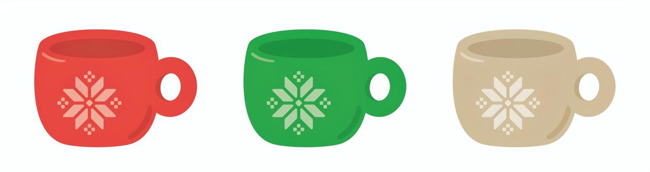ころんとかわいいカップ カフェ,マグカップ,カップ,飲み物,スープ,コーヒー,紅茶,ホット,ドリンク,クリスマスのイラスト素材