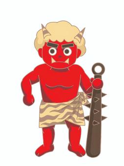 赤鬼 金棒,角,赤,腰巻,妖怪のイラスト素材