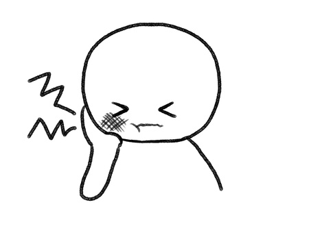 歯が痛い棒人間線画 棒人間,人物,歯痛,虫歯,歯医者,手描き,落書き,表情,黒,シンプルのイラスト素材