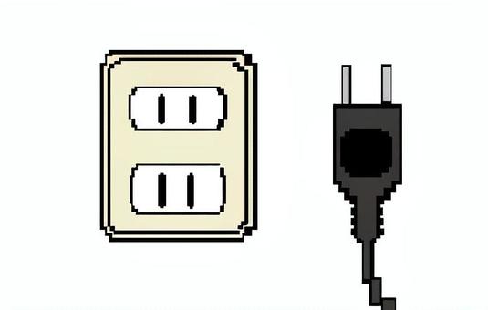 コンセントとプラグ コンセント,プラグ,差し込み口,プレート,ドット絵のイラスト素材