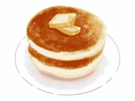 パンケーキ パンケーキ,ホットケーキ,スイーツ,デザート,朝食,軽食,水彩画,手描き,リアル,焼き色のイラスト素材