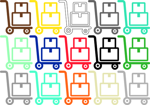 ピクトグラムの台車です。 ピクトグラム,台車,シンプル,キャリー,カート,運搬,荷物,キャスター,移動,物流のイラスト素材