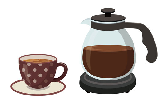 珈琲とコーヒーサーバー2 コーヒーポッド,コーヒーサーバ,ガラス,容器,コーヒー,コーヒーカップ,ドリップ,ポット,器具,かわいいのイラスト素材