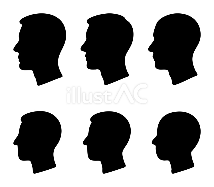男性の横顔のアイコン 黒 男性,顔,横顔のイラスト素材