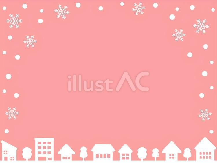 冬の街並み　イラスト 街並み,冬,雪のイラスト素材