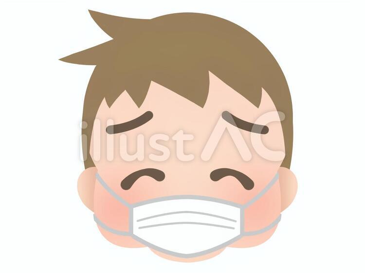 肥満男性-マスク-苦笑190122 男性,顔,苦笑のイラスト素材