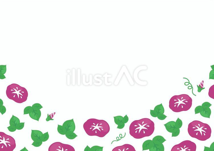 水彩の朝顔のフレーム、夏のイラスト素材 夏,朝顔,水彩のイラスト素材