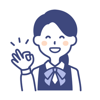 OKサインをする受付の女性スタッフ 受付,スタッフ,ok,オーケー,オッケー,従業員,女性,店員,銀行員,案内係のイラスト素材