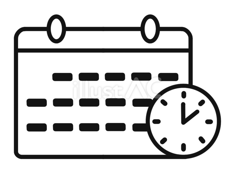 スケジュールカレンダーと時計のアイコン スケジュール,日程,カレンダーのイラスト素材
