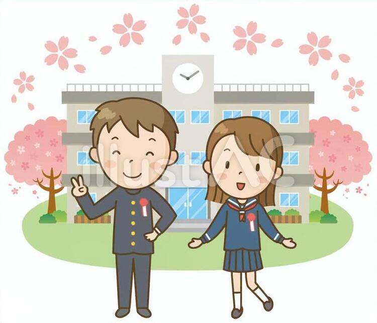中高校生の入学式 入学式,卒業式,桜のイラスト素材