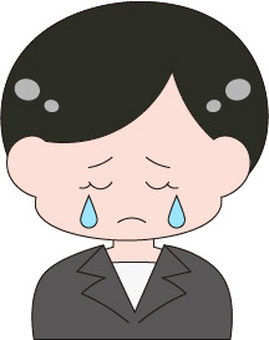 女性会社員　涙 会社員,ショートカット,涙,泣く,泣き顔,悲しい,しくしく,傷つく,新入社員,就活生のイラスト素材