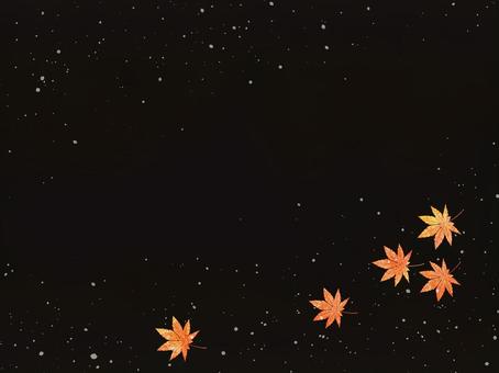 雪舞う宵の紅葉【1】(月なし）