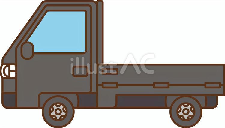 黒色の軽トラックを横からみたイラスト 軽トラ,軽トラック,黒のイラスト素材