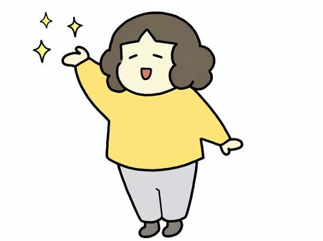 喜んで紹介する人 どうぞ,キラキラ,紹介,女性,笑顔,すっきり,案内,自慢,ニコニコ,素晴らしいのイラスト素材