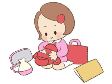 準備、お片付けする女の子 準備、お片付けする女の子 視覚支援,お支度ボード,絵カード,スケジュール,子ども,女の子,準備,荷物,出す,片づけるのイラスト素材
