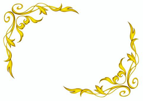 金のエレガンスフレーム2025⑥白背景 エレガント,フレーム,飾り枠,クラシック,デコレーション,イラスト,手描き,水彩,ゴールド,葉のイラスト素材