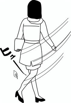 冬の歩行者 冬,寒い,風,コート,マフラー,歩行者,後ろ姿,会社員,若い,女性のイラスト素材