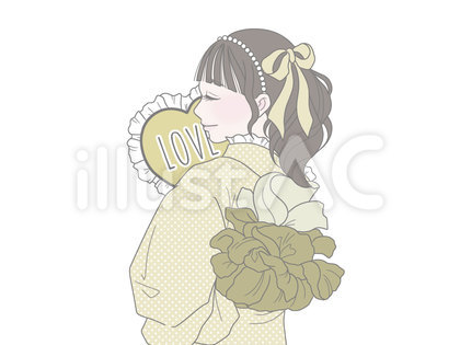 推し活 浴衣の女の子 黄色