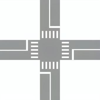 交差点 交差点,道路,十字路,横断歩道,交通,俯瞰,上から,停止線,標示のイラスト素材