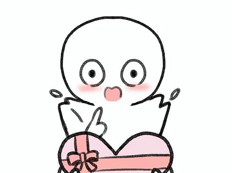 バレンタインチョコを貰う棒人間 棒人間,人物,バレンタイン,プレゼント,手描き,落書き,表情,黒,シンプル,背景透過のイラスト素材